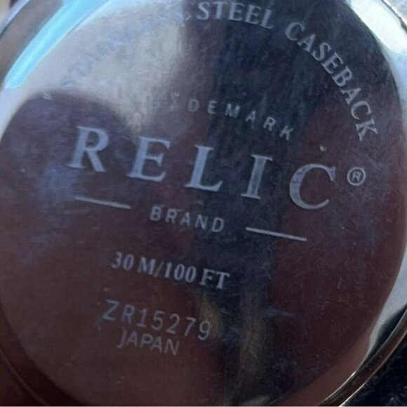 VTG Relic Mens Blue Dial Day Date Stainless ZR15279 Watch New Battery -Nice!! - Picture 6 of 6